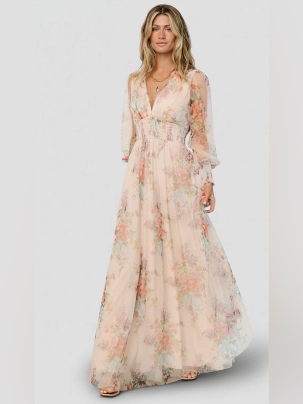 Baltic Born Layla Tulle Maxi Dress - Sz XS - Ronantic Floral Color